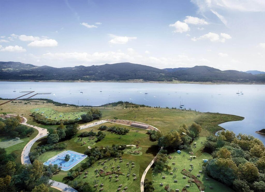 Vista panorámica del embalse Tominé en Guatavita